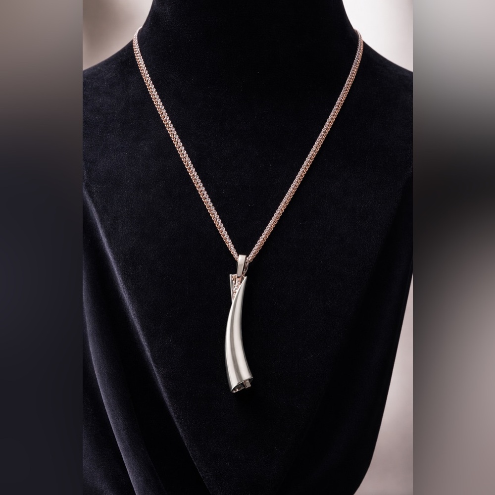 Breuning Sterling Silver Rose Gold Plated Sapphire Pendant Necklace 18”